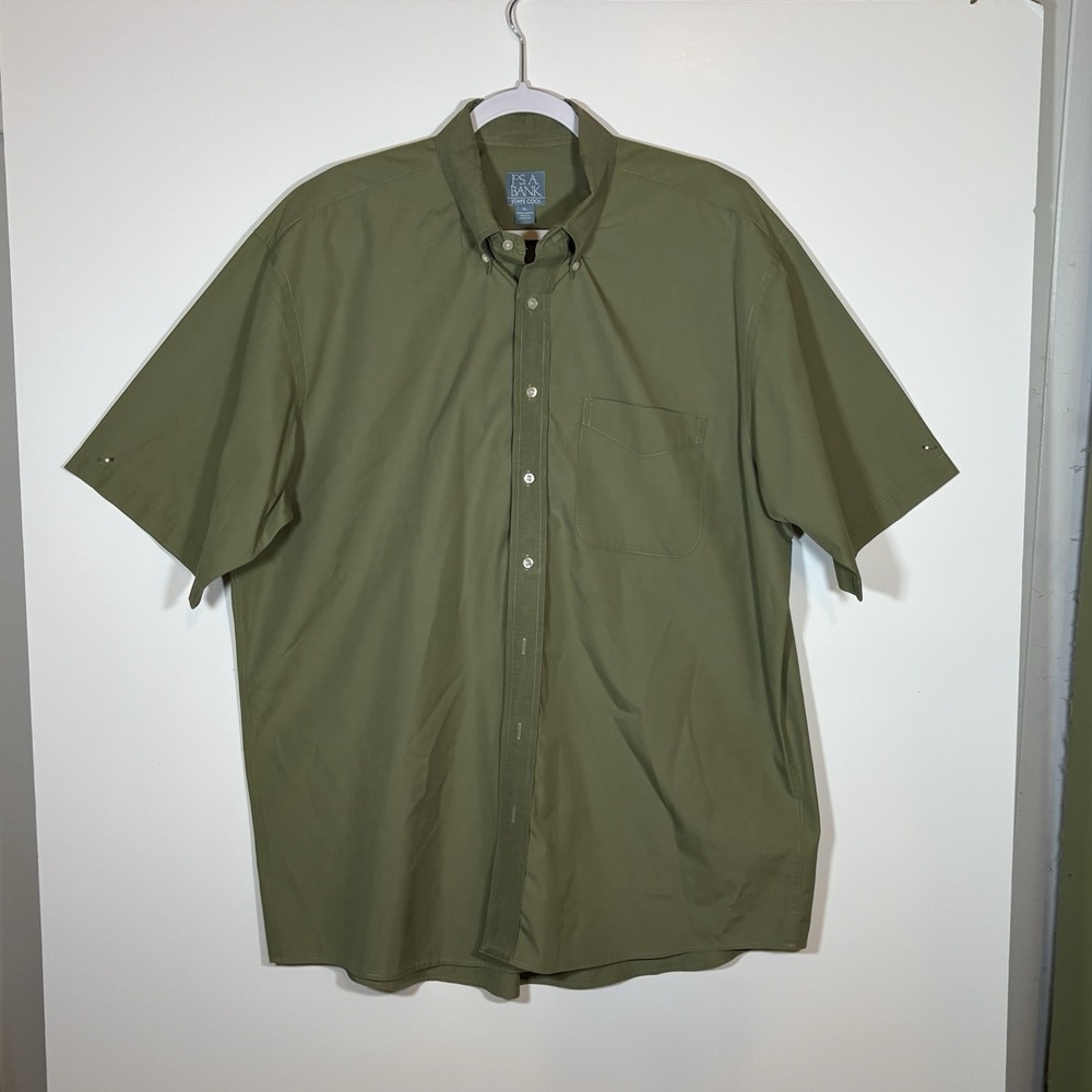 Jos. A. Bank Men's Stay Cool Olive Green Size XL Short Sleeve Button Down